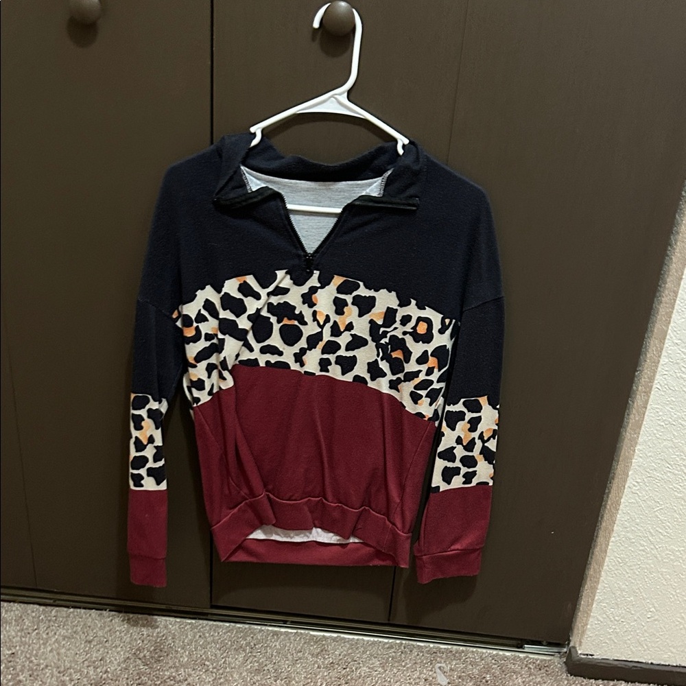 Colorblock Leopard Print Sweater
